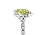 White gold Fancy Yellow Heart Cut Diamond Ring with Pavé Band and Floral Prong Setting_44