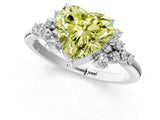 White gold Fancy Yellow Heart Cut Diamond Ring with Side Stones and Four-Prong Setting_117