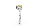 White gold Fancy Yellow Heart Cut Diamond Ring with Side Stones and Four-Prong Setting_119