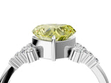 White gold Fancy Yellow Heart Cut Diamond Ring with Side Stones and Four-Prong Setting_120
