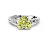 White gold Fancy Yellow Heart  Cut Diamond Ring with Tapered Baguette Side Stones in Four-Prong Setting_3