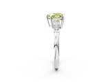 White gold Fancy Yellow Heart  Cut Diamond Ring with Tapered Baguette Side Stones in Four-Prong Setting_5