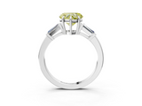 White gold Fancy Yellow Heart  Cut Diamond Ring with Tapered Baguette Side Stones in Four-Prong Setting_6