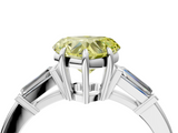 White gold Fancy Yellow Heart  Cut Diamond Ring with Tapered Baguette Side Stones in Four-Prong Setting_7