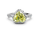 White gold Fancy Yellow Heart Cut Diamond Scalloped Halo Engagement Ring with Round Shared Prong Band_13