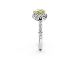 White gold Fancy Yellow Heart Cut Diamond Scalloped Halo Engagement Ring with Round Shared Prong Band_15