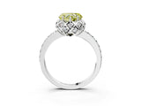 White gold Fancy Yellow Heart Cut Diamond Scalloped Halo Engagement Ring with Round Shared Prong Band_16