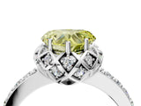 White gold Fancy Yellow Heart Cut Diamond Scalloped Halo Engagement Ring with Round Shared Prong Band_17