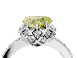 White gold Fancy Yellow Heart Cut Diamond Scalloped Halo Engagement Ring with Round Shared Prong Band_23