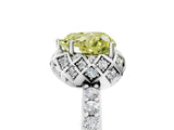 White gold Fancy Yellow Heart Cut Diamond Scalloped Halo Engagement Ring with Round Shared Prong Band_24