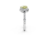 White gold Fancy Yellow Heart Cut Diamond Scalloped Halo Engagement Ring with Round Shared Prong Band_39