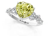 White gold Fancy Yellow Heart Cut Diamond Scattered Round Accent Ring with Prong Setting_13