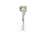 White gold Fancy Yellow Heart Cut Diamond Scattered Round Accent Ring with Prong Setting_14