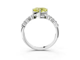 White gold Fancy Yellow Heart Cut Diamond Scattered Round Accent Ring with Prong Setting_15