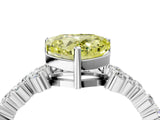 White gold Fancy Yellow Heart Cut Diamond Scattered Round Accent Ring with Prong Setting_16