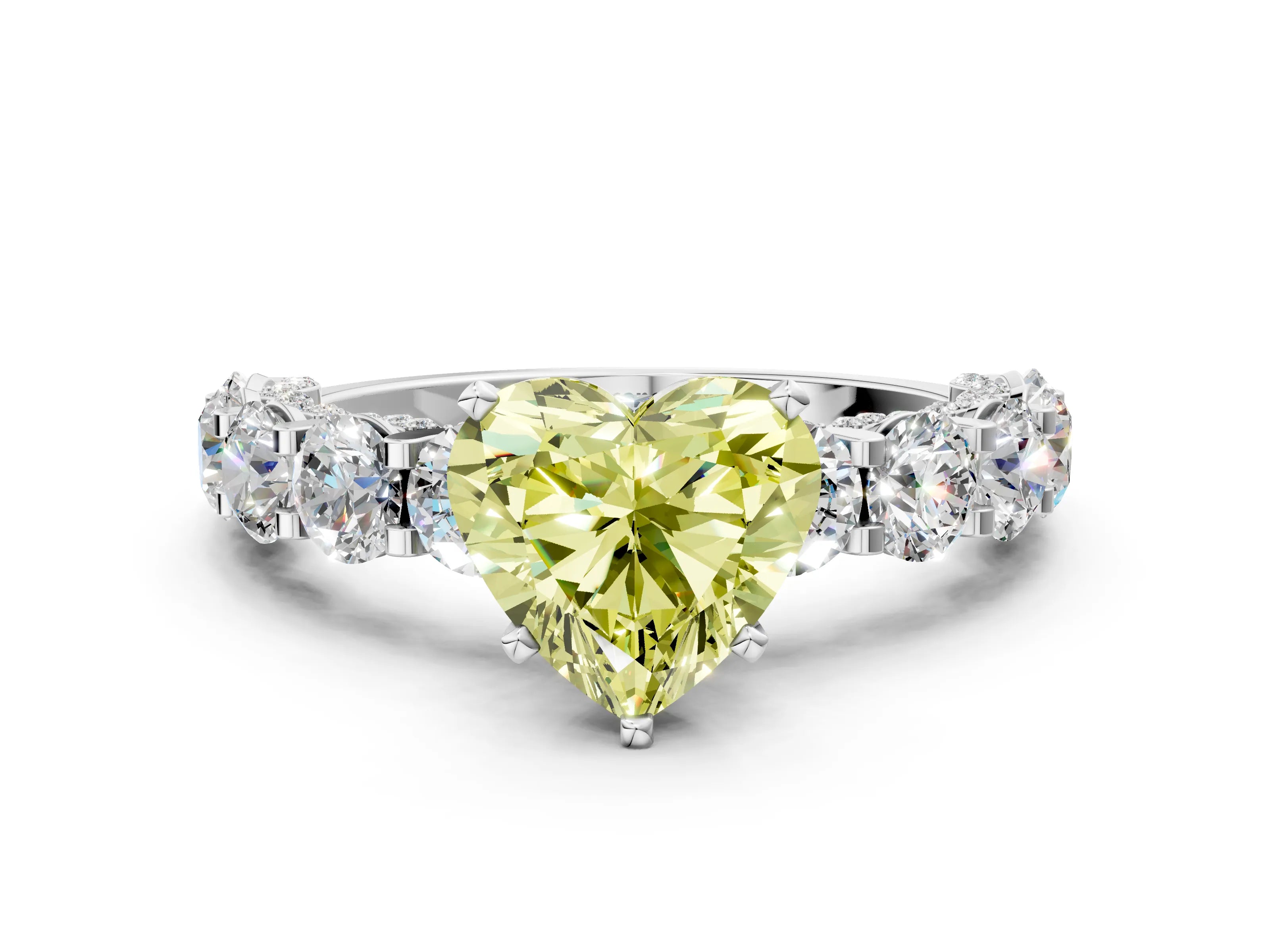 White gold Fancy Yellow Heart Cut Diamond Side Stone Engagement Ring with Four-Prong Setting_36