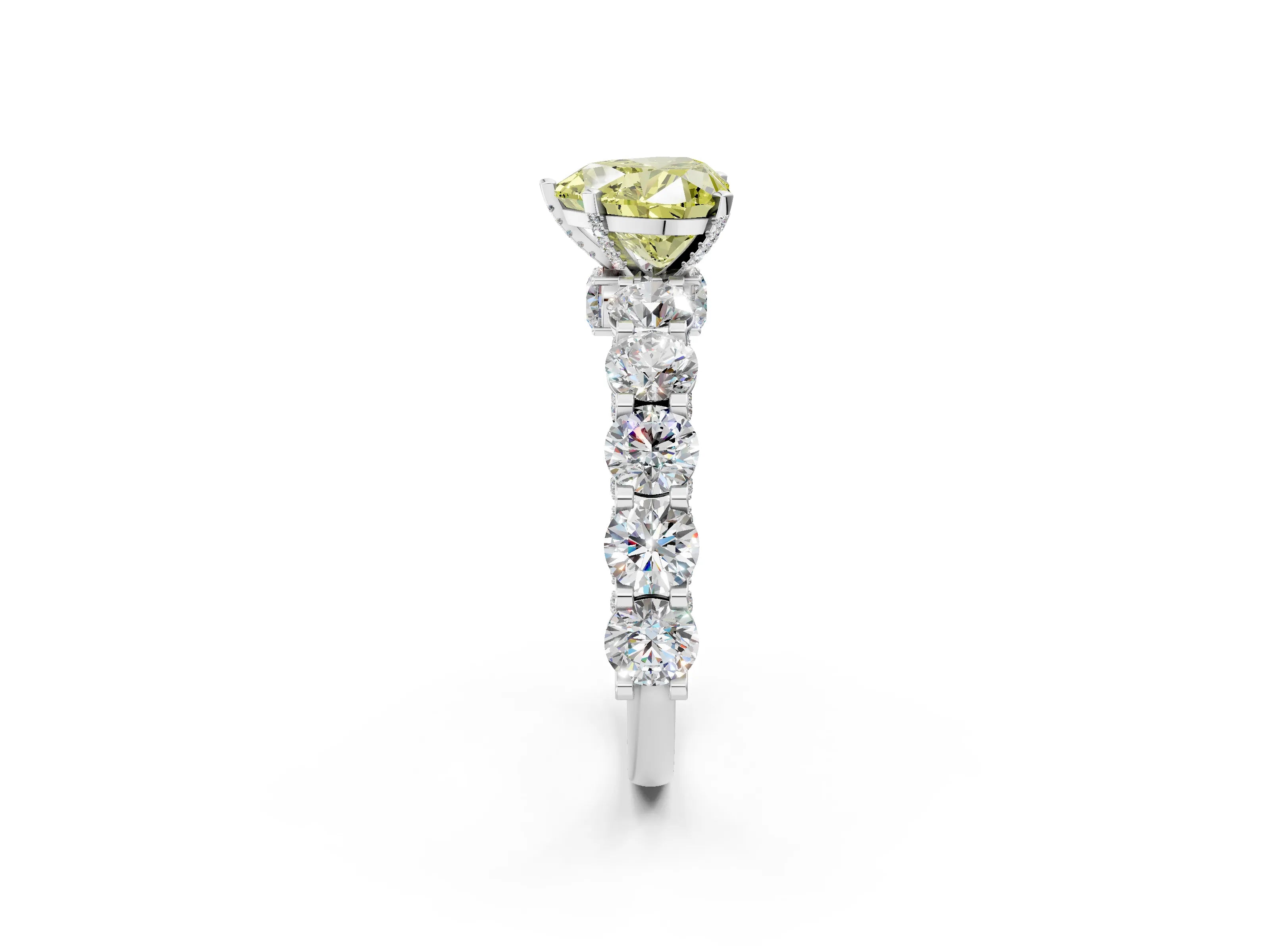 White gold Fancy Yellow Heart Cut Diamond Side Stone Engagement Ring with Four-Prong Setting_38