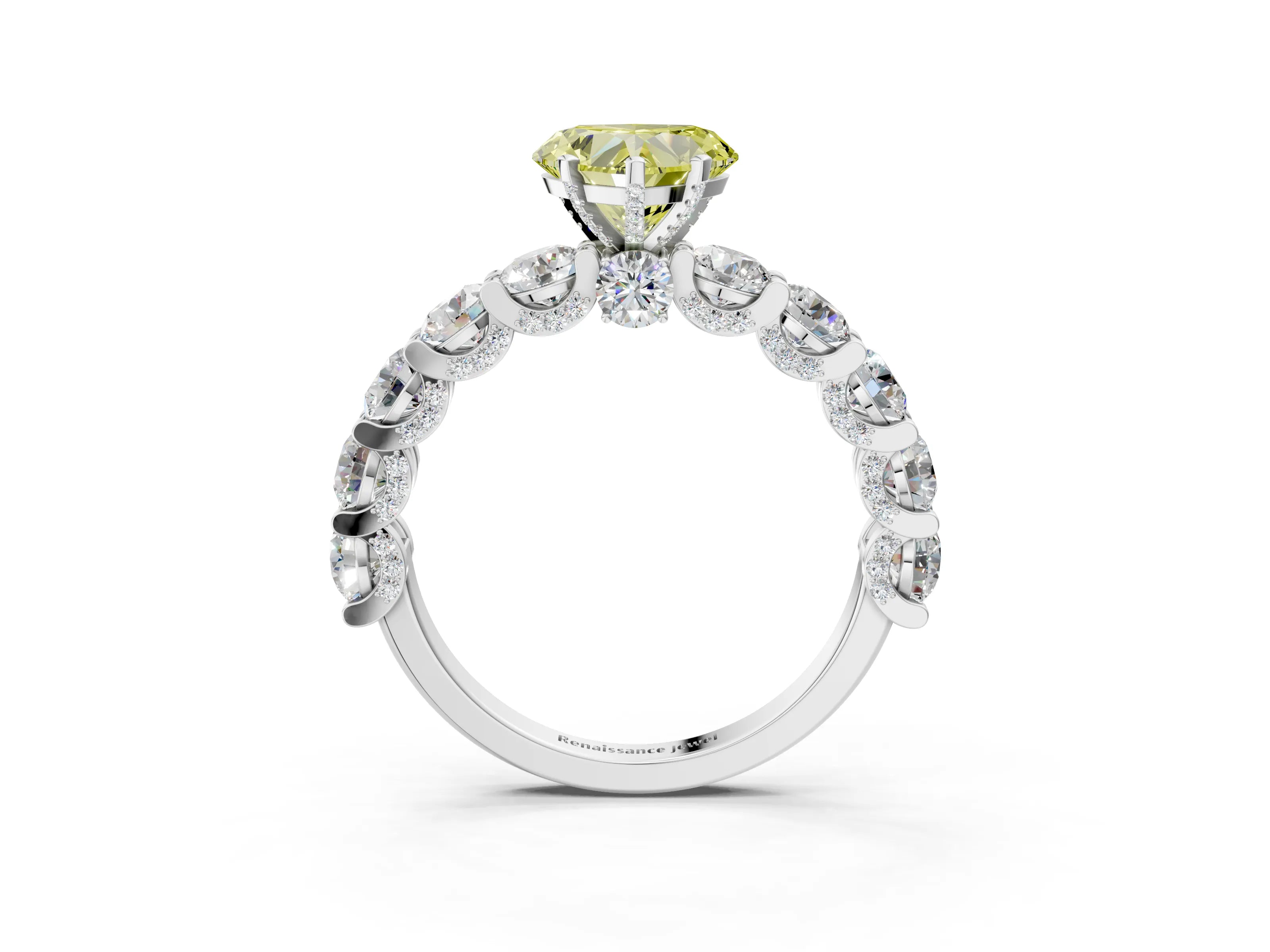 White gold Fancy Yellow Heart Cut Diamond Side Stone Engagement Ring with Four-Prong Setting_39