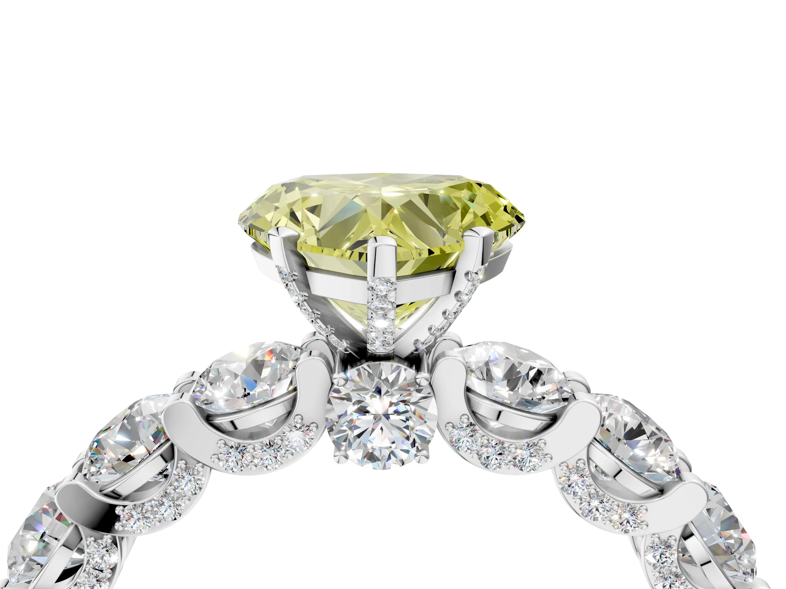 White gold Fancy Yellow Heart Cut Diamond Side Stone Engagement Ring with Four-Prong Setting_40