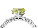 White gold Fancy Yellow Heart Cut Diamond Side Stone Solitaire Ring with Round  and Four-Prong Setting_119