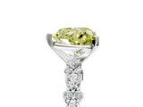 White gold Fancy Yellow Heart Cut Diamond Side Stone Solitaire Ring with Round  and Four-Prong Setting_120