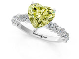 White gold Fancy Yellow Heart Cut Diamond Side Stone Solitaire Ring with Round  and Four-Prong Setting_25