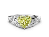 White gold Fancy Yellow Heart Cut Diamond Solitaire Celtic Knot Ring with Four-Prong Setting_101