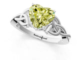 White gold Fancy Yellow Heart Cut Diamond Solitaire Celtic Knot Ring with Four-Prong Setting_103