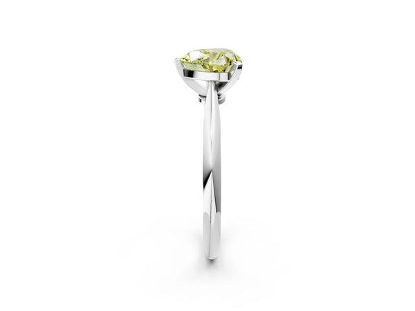 White gold Fancy Yellow Heart Cut Diamond Solitaire Engagement Ring with Classic Band and Four-Prong Setting