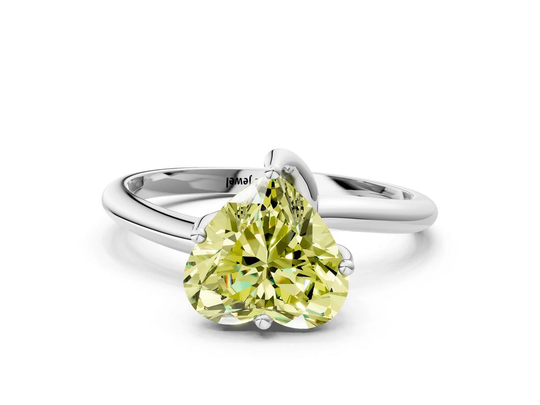 White gold Fancy Yellow Heart Cut Diamond Solitaire Engagement Ring with Four-Prong Setting and Classic Band_20