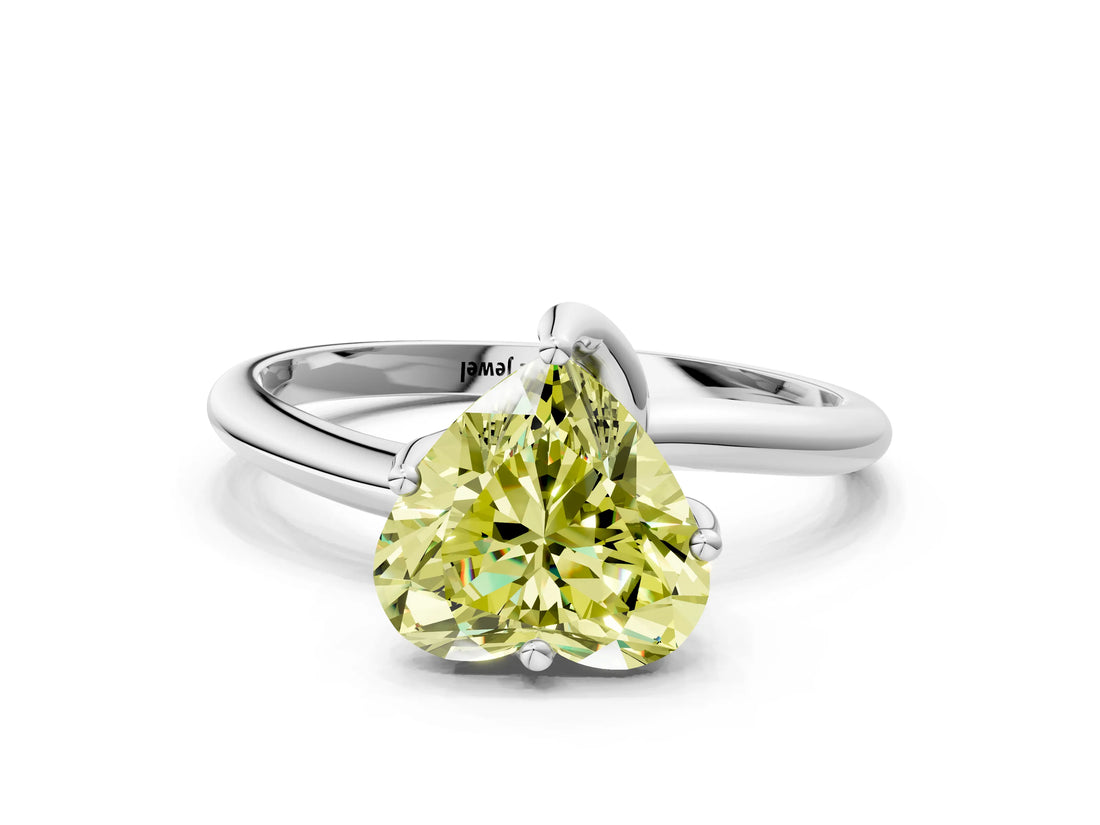 White gold Fancy Yellow Heart Cut Diamond Solitaire Engagement Ring with Four-Prong Setting and Classic Band_32