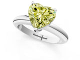 White gold Fancy Yellow Heart Cut Diamond Solitaire Engagement Ring with Round Band and Four-Prong Setting_240
