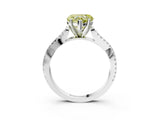 White gold Fancy Yellow Heart Cut Diamond Solitaire Engagement Ring with Twisted Pavé Band and Four-Prong Setting_71