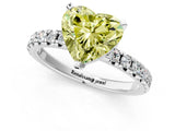 White gold Fancy Yellow Heart Cut Diamond Solitaire Pavé Engagement Ring with Round Band and Prong Setting_62