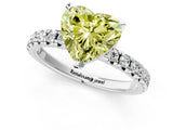 White gold Fancy Yellow Heart Cut Diamond Solitaire Pavé Engagement Ring with Round Band and Prong Setting_68