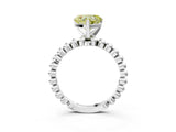 White gold Fancy Yellow Heart Cut Diamond Solitaire Ring with Beaded Band and Prong Setting_370