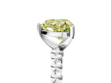 White gold Fancy Yellow Heart Cut Diamond Solitaire Ring with Beaded Band and Prong Setting_372