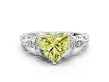 White gold Fancy Yellow Heart Cut Diamond Solitaire Ring with Filigree Band and Four-Prong Setting_47