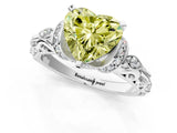 White gold Fancy Yellow Heart Cut Diamond Solitaire Ring with Filigree Band and Four-Prong Setting_48