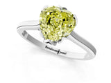 White gold Fancy Yellow Heart Cut Diamond Solitaire Ring with Flower Prong Setting and Classic Band_1