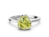 White gold Fancy Yellow Heart Cut Diamond Solitaire Ring with Flower Prong Setting and Classic Band_110