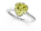 White gold Fancy Yellow Heart Cut Diamond Solitaire Ring with Flower Prong Setting and Classic Band_111
