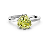 White gold Fancy Yellow Heart Cut Diamond Solitaire Ring with Flower Prong Setting and Classic Band_36