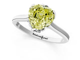 White gold Fancy Yellow Heart Cut Diamond Solitaire Ring with Flower Prong Setting and Classic Band_37