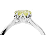 White gold Fancy Yellow Heart Cut Diamond Solitaire Ring with Flower Prong Setting and Classic Band_4