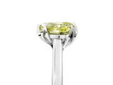 White gold Fancy Yellow Heart Cut Diamond Solitaire Ring with Flower Prong Setting and Classic Band_5