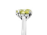 White gold Fancy Yellow Heart Cut Diamond Solitaire Ring with Flower Prong Setting and Classic Band_66