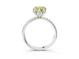White gold Fancy Yellow Heart Cut Diamond Solitaire Ring with Four-Prong Setting and Pavé Band_6