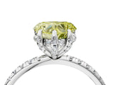 White gold Fancy Yellow Heart Cut Diamond Solitaire Ring with Four-Prong Setting and Pavé Band_7