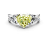White gold Fancy Yellow Heart Cut Diamond Solitaire Ring with Four-Prong Setting and Twisted Pavé Band_65